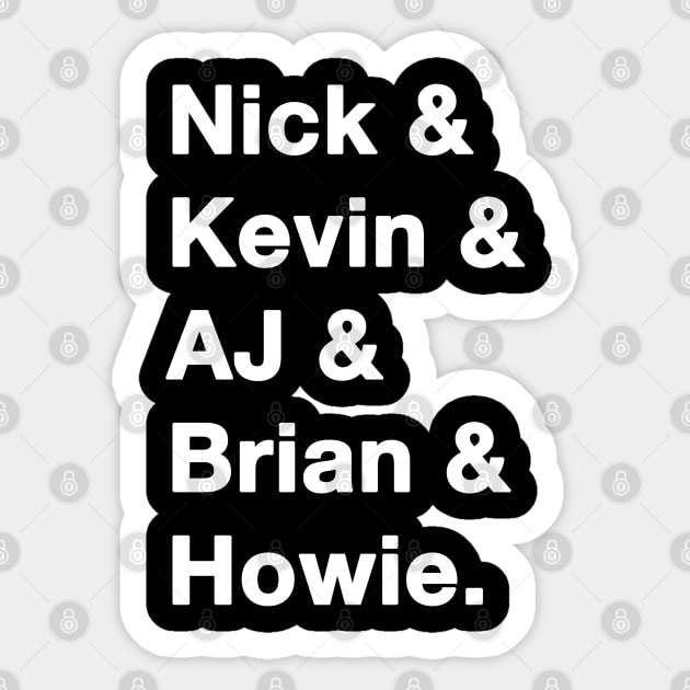 Backstreet Boys Names white - Backstreet Boys - Sticker | TeePublic